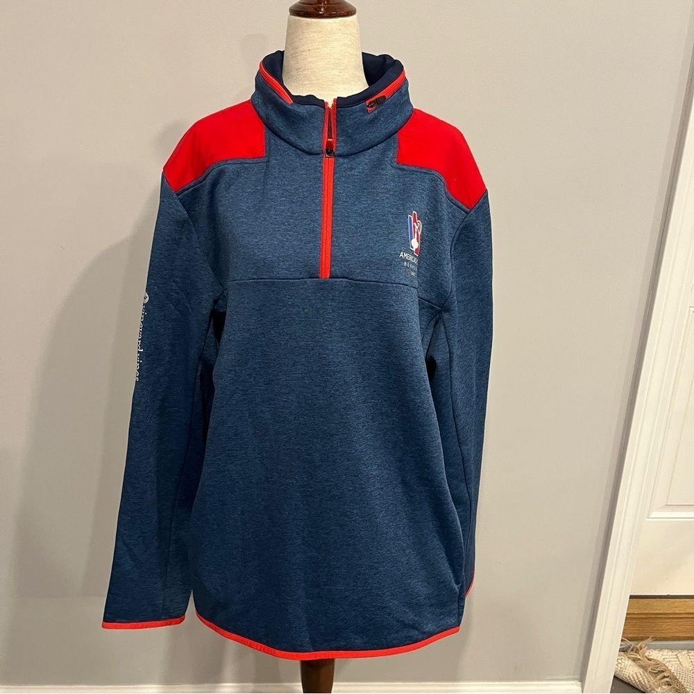 Vineyard Vines Blue and Red Half-Zip Hooded Pullover Large‎